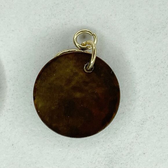 Gold Tone Brown Shell Small Upcycled Pendant - Picture 4 of 5